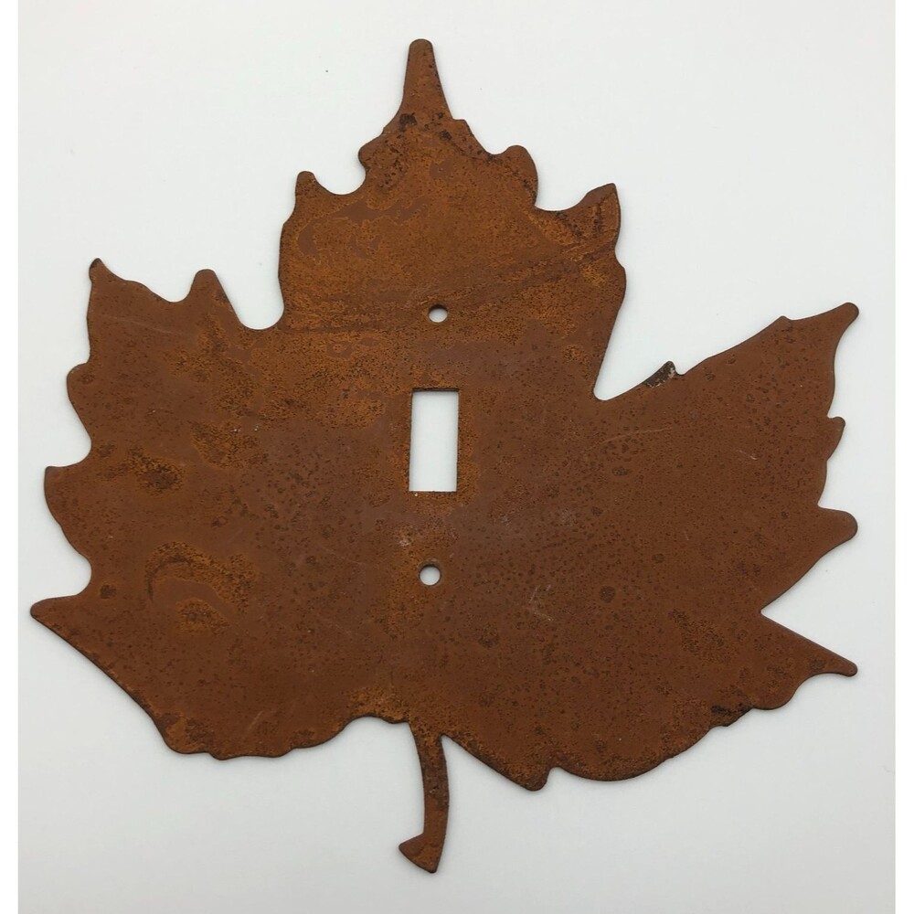 Maple Leaf Shaped Metal Single Outlet Plate Cover Switch Plate Fall Cabin Tree